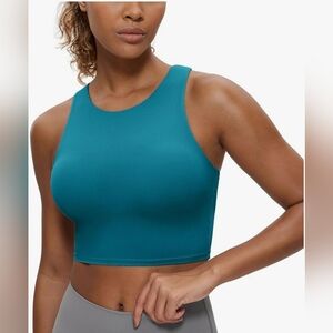 CRZ yoga Butterluxe Racerback High Neck Longline Sports Bra, size L